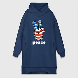 Женское худи-платье USA peace, цвет: тёмно-синий