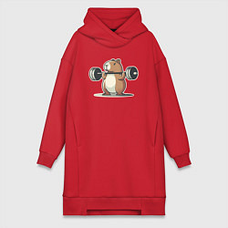 Женская толстовка-платье Капибара со штангой