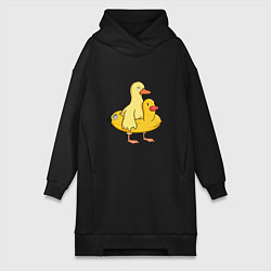 Женское худи-платье Две утки, цвет: черный