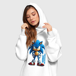 Женское худи-платье Sonic - poster style, цвет: белый — фото 2