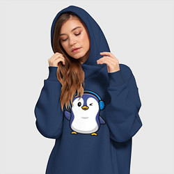 Женское худи-платье Привет от пингвина, цвет: тёмно-синий — фото 2