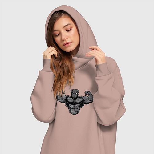 Женская толстовка-платье Накаченный ротвейлер / Пыльно-розовый – фото 3