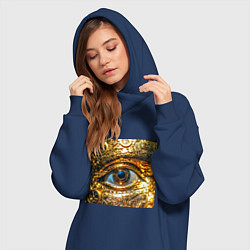 Женское худи-платье Золотой глаз металлический в стиле стимпанк, цвет: тёмно-синий — фото 2