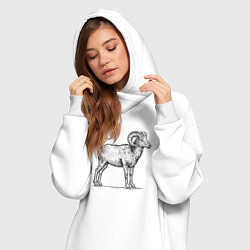 Женское худи-платье Баран сбоку, цвет: белый — фото 2