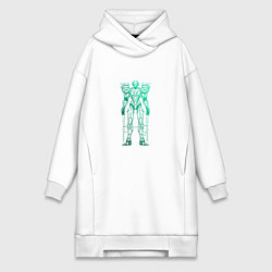 Женское худи-платье Векторный андроид, цвет: белый