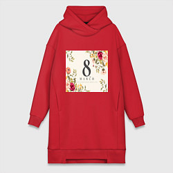 Женская толстовка-платье Цветочный фон 8 марта