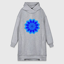 Женская толстовка-платье Мандала - голубой цветок