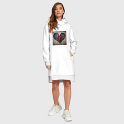 Женское худи-платье Трещина на сердце, цвет: белый — фото 2