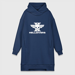 Женское худи-платье Helldivers 2: Logo, цвет: тёмно-синий