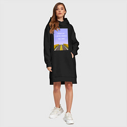 Женское худи-платье Поле подсолнухи: сделай шаг и дорога появится сама, цвет: черный — фото 2