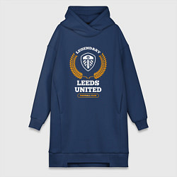 Женская толстовка-платье Лого Leeds United и надпись legendary football clu