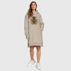 Женское худи-платье Skull and mushrooms, цвет: миндальный — фото 2