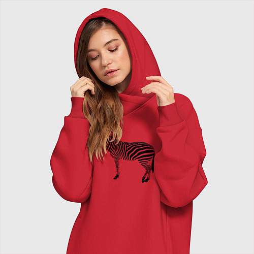 Женская толстовка-платье Зебра черные полоски / Красный – фото 3
