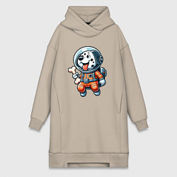 Женская толстовка-платье Dalmatian cosmonaut puppy with a bone