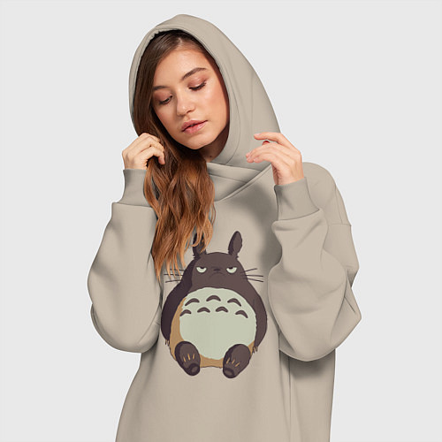 Женская толстовка-платье Суровый Тоторо / Миндальный – фото 3