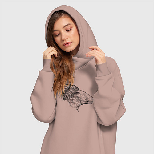 Женская толстовка-платье Овца модная / Пыльно-розовый – фото 3