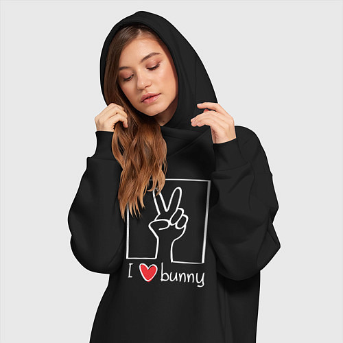 Женская толстовка-платье I love bunny / Черный – фото 3