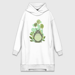 Женское худи-платье Green Totoro, цвет: белый