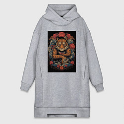 Женская толстовка-платье Боевой тигр Муай Тай