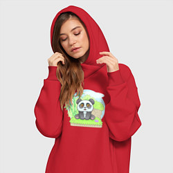 Женское худи-платье Забавная панда, цвет: красный — фото 2