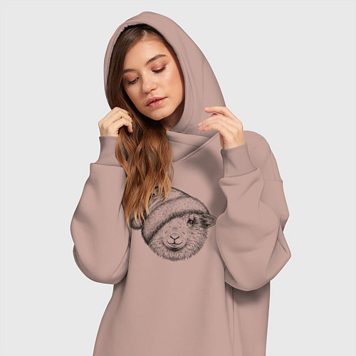 Женская толстовка-платье Новогодняя овечка / Пыльно-розовый – фото 3