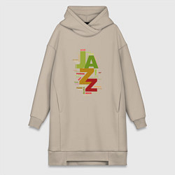 Женское худи-платье Джазовые стили в цвете, цвет: миндальный