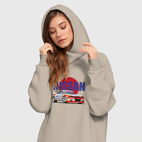 Женская толстовка-платье Nissan Skyline GTR 32 / Миндальный – фото 3