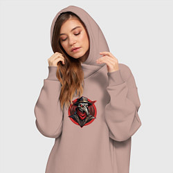 Женское худи-платье Чумной доктор в красном платке, цвет: пыльно-розовый — фото 2