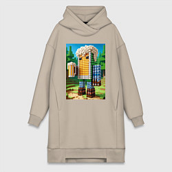 Женское худи-платье Beer dude - Minecraft ai art, цвет: миндальный