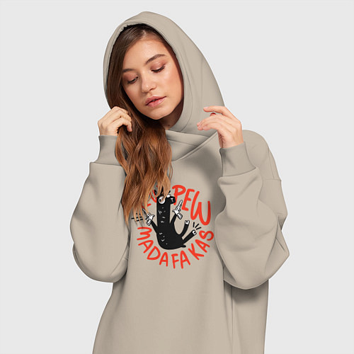 Женская толстовка-платье Pew pew madafakas / Миндальный – фото 3
