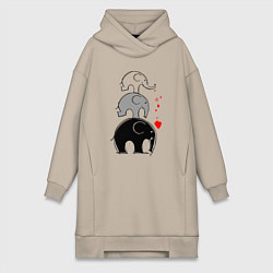 Женская толстовка-платье Милые слоники