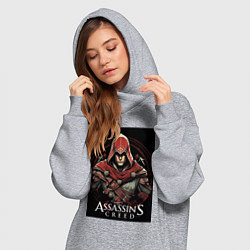 Женское худи-платье Assassins creed профиль игрока, цвет: меланж — фото 2