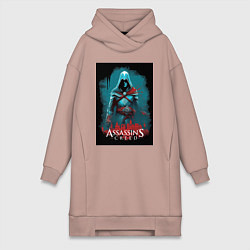 Женское худи-платье Assassins creed тайные секреты, цвет: пыльно-розовый