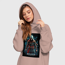 Женское худи-платье Assassins creed старый стиль, цвет: пыльно-розовый — фото 2
