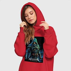 Женское худи-платье Assassins creed в капюшоне, цвет: красный — фото 2