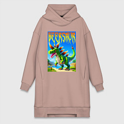 Женское худи-платье Пивозавр - мем нейросеть Майнкрафт, цвет: пыльно-розовый