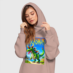 Женское худи-платье Пивозавр - мем нейросеть Майнкрафт, цвет: пыльно-розовый — фото 2