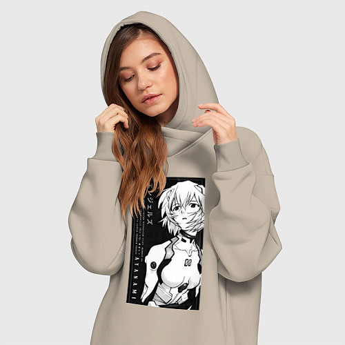 Женская толстовка-платье Евангелион Рей Аянами пилот / Миндальный – фото 3