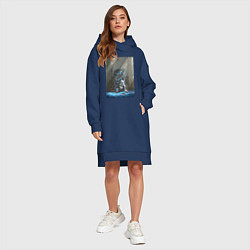Женское худи-платье Провожающая в последний путь Фрирен, цвет: тёмно-синий — фото 2