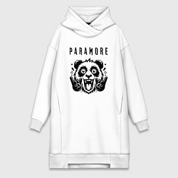 Женское худи-платье Paramore - rock panda, цвет: белый