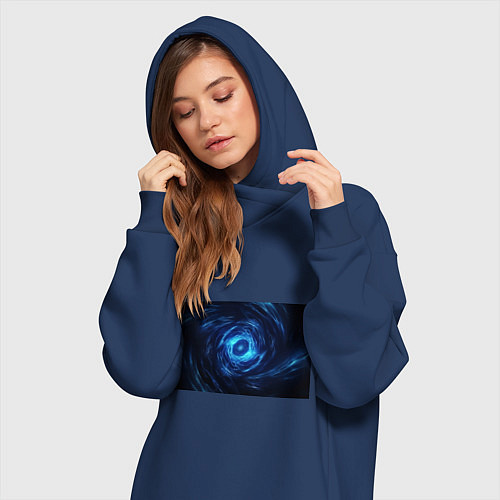 Женская толстовка-платье Взрыв синий геометрической абстракции / Тёмно-синий – фото 3