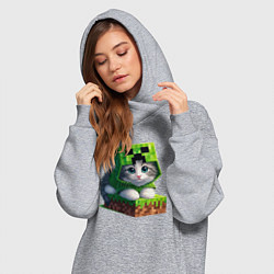 Женское худи-платье Kitten creeper collaboration - ai art, цвет: меланж — фото 2