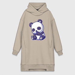 Женское худи-платье Смеющаяся панда, цвет: миндальный