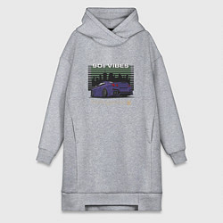 Женское худи-платье Nissan gtr вайбы 90х, цвет: меланж