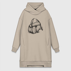 Женская толстовка-платье Новогодний зайчишка