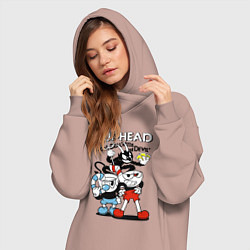 Женское худи-платье Чашки и дьявол, цвет: пыльно-розовый — фото 2