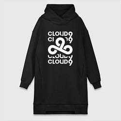 Женское худи-платье Cloud9 - in logo, цвет: черный