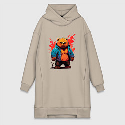 Женская толстовка-платье Брутальный Михаил - сердитый мишка