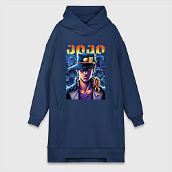 Женское худи-платье Jojo - Jotaro Kujo ai art, цвет: тёмно-синий