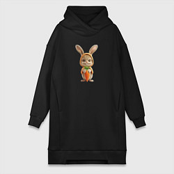 Женская толстовка-платье Веселый заяц - кролик с морковкой